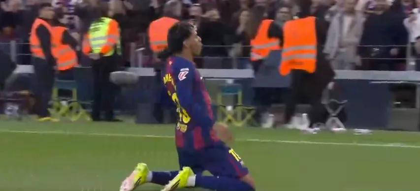 远射绝技！亚马尔滑跪庆祝刷新西甲单季纪录，5场连续贡献6球助攻